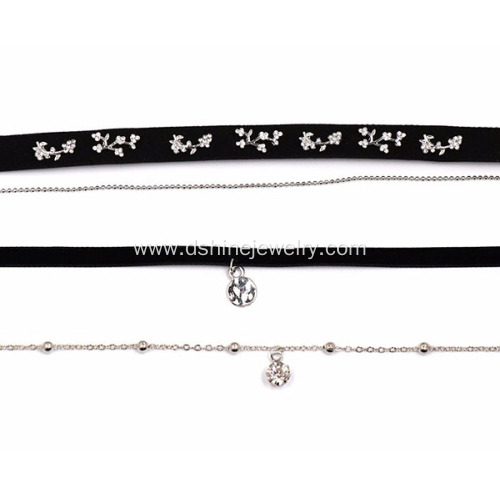 Leather Velvet Choker Necklace Punk Rivet Charm Necklace